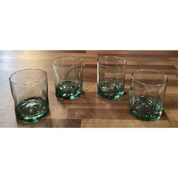 Set of 4 Vintage 4” Thumbprint Green Tumblers 10 ounces - Picture 7 of 10